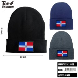 3-COLOR DOMINICAN FLAG KNITTED HAT 72PC/CS