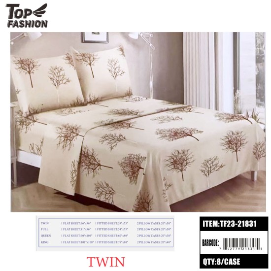 100G TWIN SIZE BEIGE SMALL TREE THREE-PIECE SET 8PC/CS