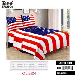 80G QUEEN SIZE AMERICAN FLAG BED SHEET SET OF FOUR 8PC/CS