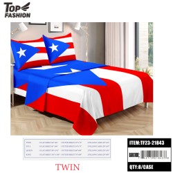 80G TWIN SIZE PUERTO RICO FLAG BED SHEET SET OF THREE 8PC/CS