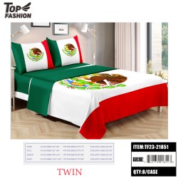 80G TWIN SIZE MEXICAN FLAG BED SHEET SET OF THREE 8PC/CS