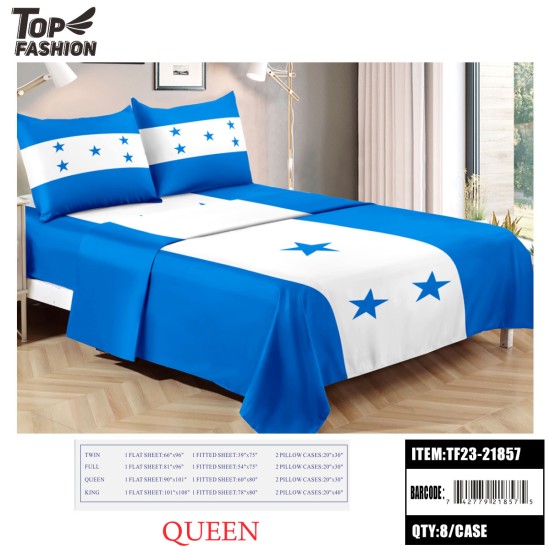 80G QUEEN SIZE HONDURAS FLAG BED SHEET SET OF FOUR 8PC/CS