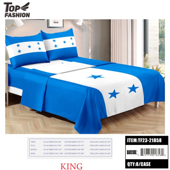 80G KING SIZE HONDURAS FLAG BED SHEET SET OF FOUR 8PC/CS