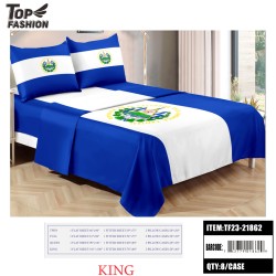 80G KING SIZE EL SALVADOR FLAG BED SHEET SET OF FOUR 8PC/CS