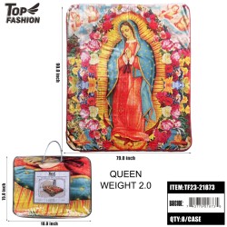 2KG QUEEN SIZE 1PLY OUR LADY GUADALUPE BLANKET 8PC/CS