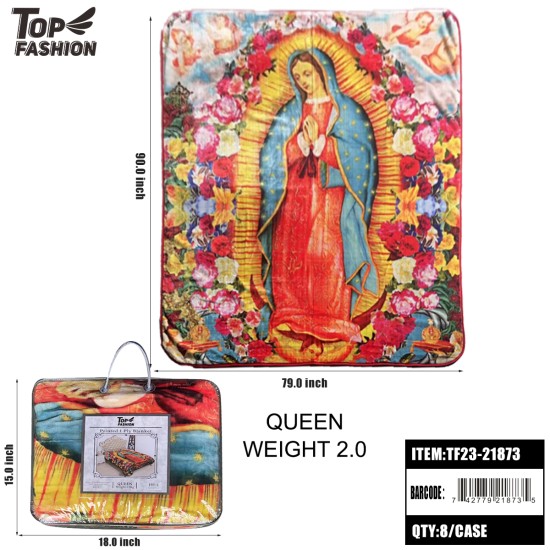 2KG QUEEN SIZE 1PLY OUR LADY GUADALUPE BLANKET 8PC/CS