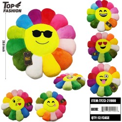 MIXED 6-COLOR SINGLE-SIDED SMILEY FACE PILLOW 12PC/CS