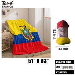 ECUADORIAN FLAG FLANNEL THROW BLANKET 12PC/CS