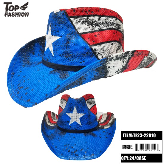 PUERTO RICO PAPER COWBOY HAT 12PC/CS