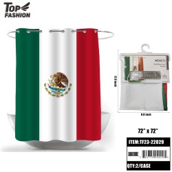MEXICAN FLAG 12 IRON HOOK SHOWER CURTAIN 24PC/CS