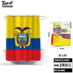 ECUADORIAN FLAG 12 IRON HOOK SHOWER CURTAIN 24PC/CS