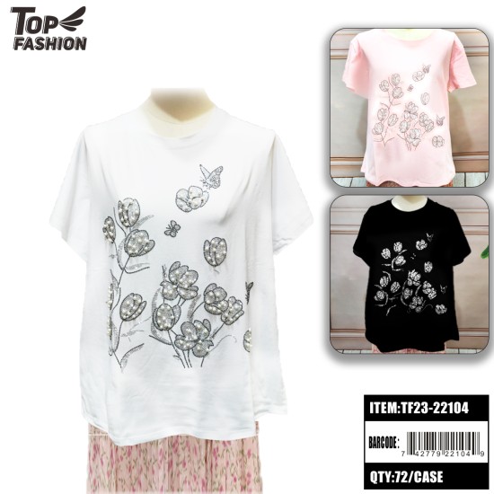 WOMENS 3-COLOR TULIP MILK SILK BAT SLEEVE T-SHIRT 72PC/CS