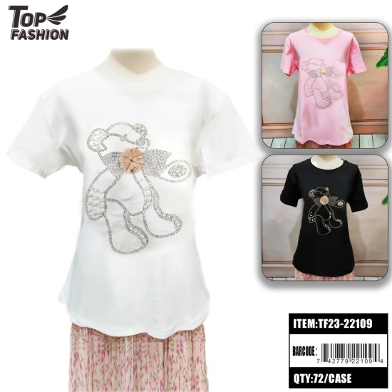 MIXED 3-COLOR BEAR HOT DIAMOND MILK SILK T-SHIRT 72PC/CS