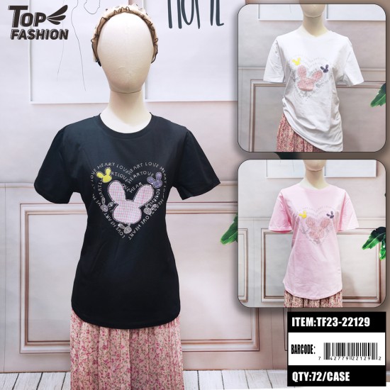 RABBIT HEAT-PRINTED ROUND NECK COTTON T-SHIRT 72PC/CS