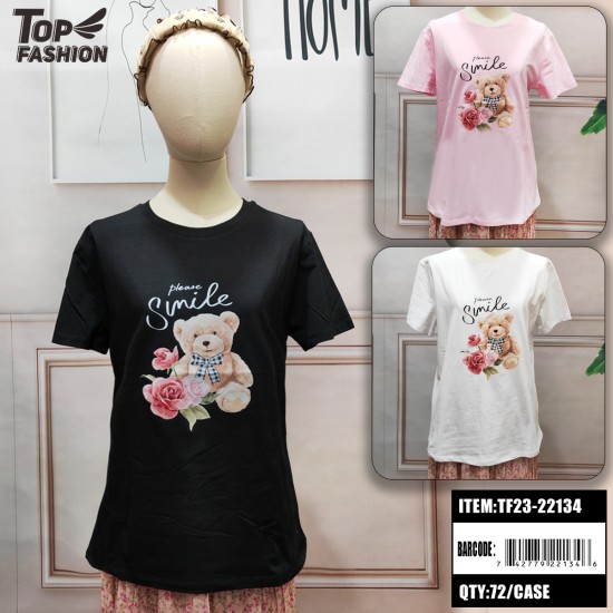 BEAR PRINT ROUND NECK COTTON T-SHIRT 72PC/CS