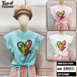 MIXED 3-COLOR PRINTED STRAPPY R-NECK COTTON T-SHIRT 72PC/CS