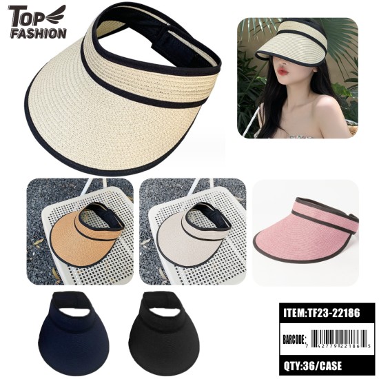 WOMENS EDGED HOLLOW BOTTOM HAT 5 COLOR  72PC/CS