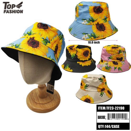 MIXED 4-COLOR COTTON PRINT SUNFLOWER BUCKET HAT 144PC/CS