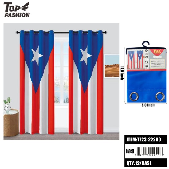 PUERTO RICO FLAG BLACKOUT 84 CURTAINS 12PC/CS