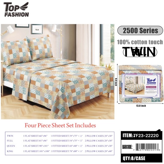 80G TWIN SIZE 3-PIECE BED SHEET SET 8PC/CS