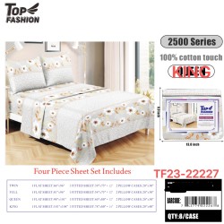 80G KING SIZE WHITE FLOWERS FOUR-PIECE BED SHEET SET 8PC/CS