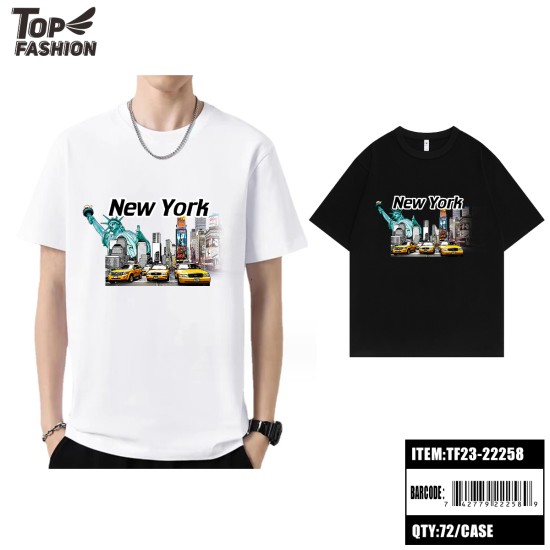 2COLOR MENS PRINTED NEW YORK COTTON T-SHIRT (S-XL) 72PC/CS