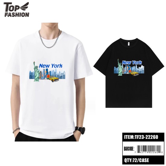 MENS 2COLOR PRINTED NEW YORK COTTON T-SHIRT (S-XL) 72PC/CS