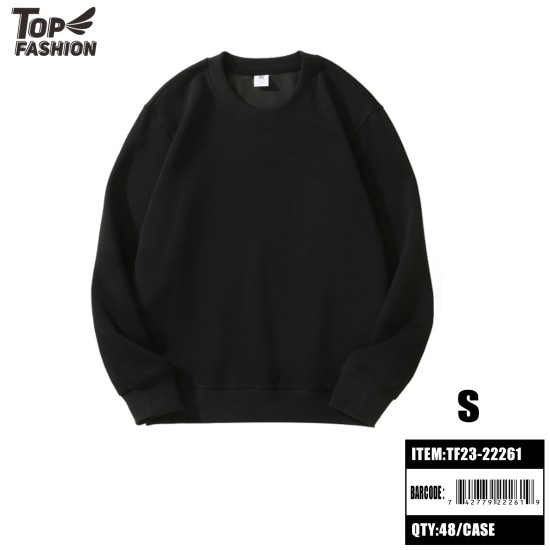 S SIZE 320G BLACK CREW NECK SWEATSHIRT 48PC/CS