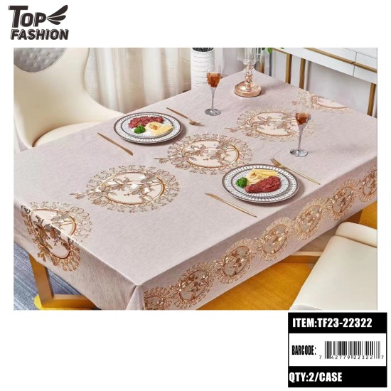 LIGHT GOLD CIRCLE FLOWER PVC TABLECLOTH 22Y/RL 44Y/CS