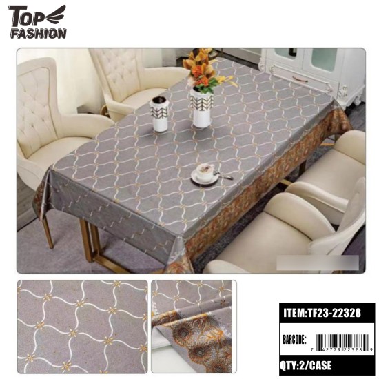 GRAY FLORAL PVC TABLECLOTH 22Y/RL 44Y/CS