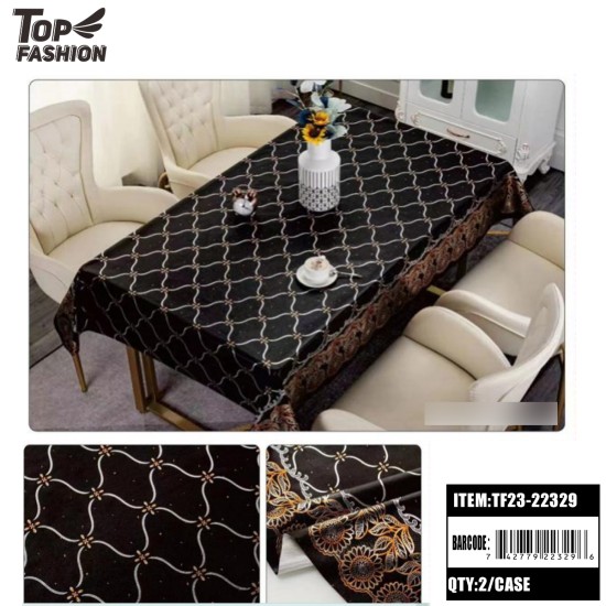 BLACK FLORAL PVC TABLECLOTH 22Y/RL 44Y/CS