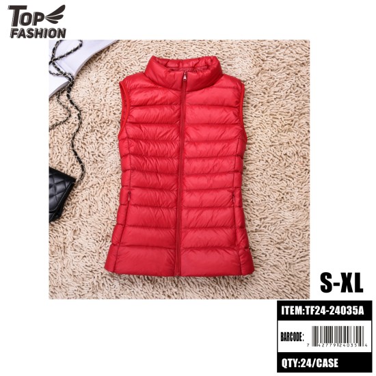 WOMENS RED STAND COLLAR COTTON VEST (S-XL)24PC/CS