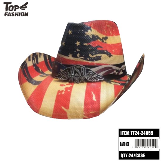 AMERICAN PAPER COWBOY HAT 24PC/CS