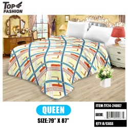 QUEEN SIZE FLANNEL BLANKET WITH PRINTED LINES 8PC/CS