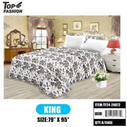 KING SIZE FEATHER PRINTED FLANNEL BLANKET 8PC/CS
