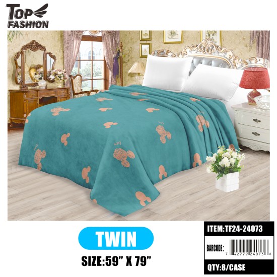 TWIN SIZE CARTOON PRINTED FLANNEL BLANKET 8PC/CS