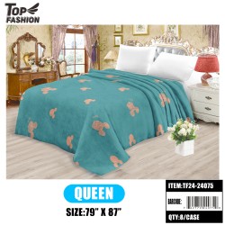 QUEEN SIZE CARTOON PRINTED FLANNEL BLANKET 8PC/CS