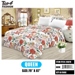 QUEEN SIZE FLANNEL BLANKET WITH FLORAL PRINT 8PC/CS
