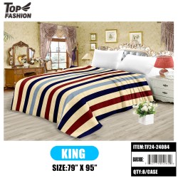 KING SIZE COLORFUL STRIPE FLANNEL BLANKET 8PC/CS