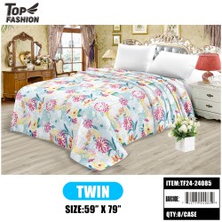 TWIN SIZE PRINTED FLOWER FLANNEL BLANKET 8PC/CS