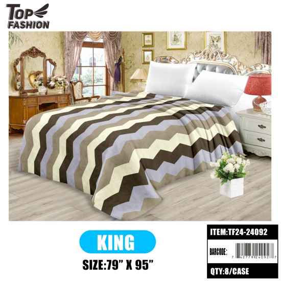 KING SIZE GEOMETRIC PRINT LARGE FLANNEL BLANKET 8PC/CS