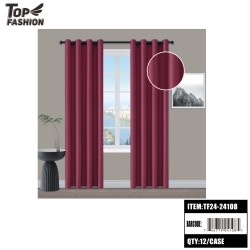 54"*84" BURGUNDY CHECKERED BLACKOUT CURTAINS 12PC/CS