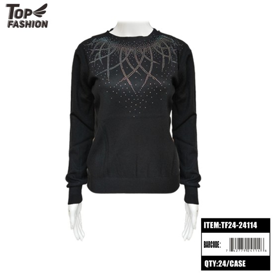 BLACK LOW-NECK GRASS PATTERN SWEATER 24PC/CS