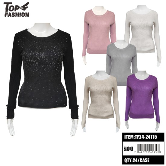 MIXED 6-COLOR LOW-NECK DIAMOND SWEATER 24PC/CS