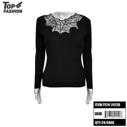 BLACK LOW-NECK DIAMOND SWEATER 24PC/CS