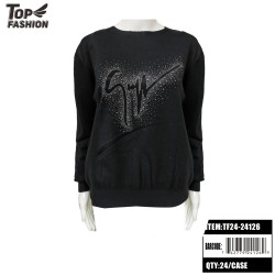 BLACK LOW-NECK DIAMOND SWEATER 24P/CS