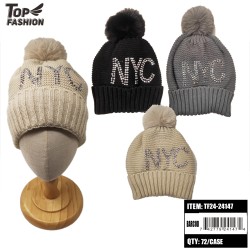 WOMENS 4-COLOR MIXED CASHMERE NYC WOOL HAT 72PC/CS