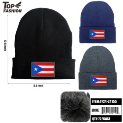 PUERTO RICO FLAG 3-COLOR FLEECE KNITTED HAT 72PC/CS