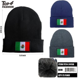 MEXICAN FLAG 3-COLOR FLEECE KNITTED HAT 72PC/CS