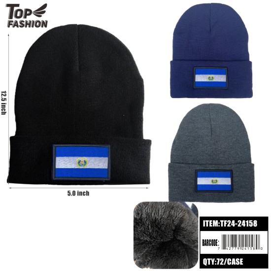 EL SALVADOR FLAG 3-COLOR FLEECE KNITTED HAT 72PC/CS